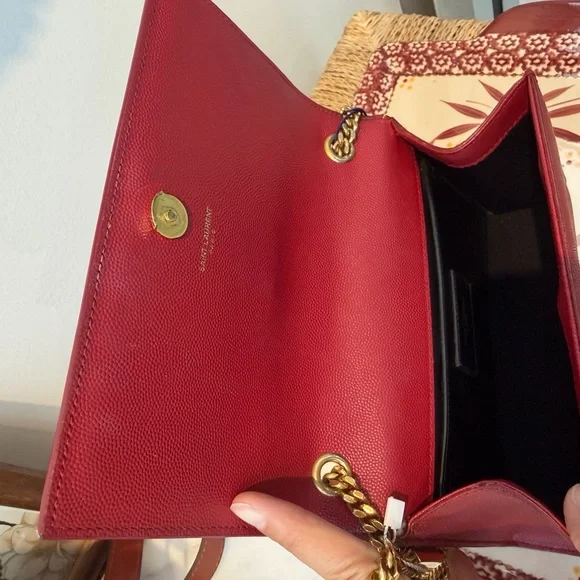 Saint Laurent Burgundy Shoulder Bag with Gold Chain - Picture 8 of 15